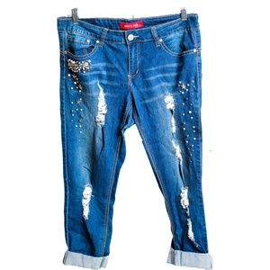 Star Studded Ripped Jeans